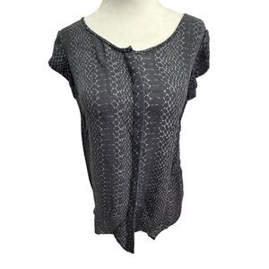 Joie 100% Silk Grey Round Neck Ruffle Sleeve Top Size XS